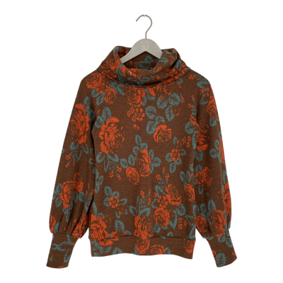 Ommellinen merino turtleneck shirt, babushka roses | woman S