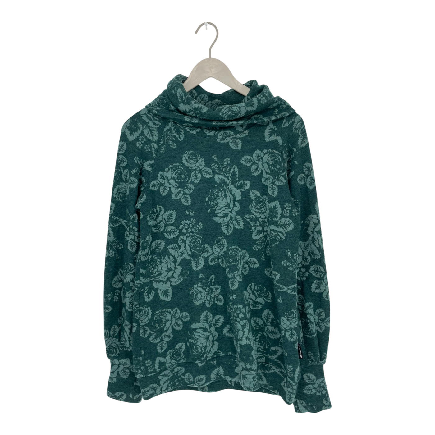 Ommellinen merino turtleneck shirt, babushka roses | woman L