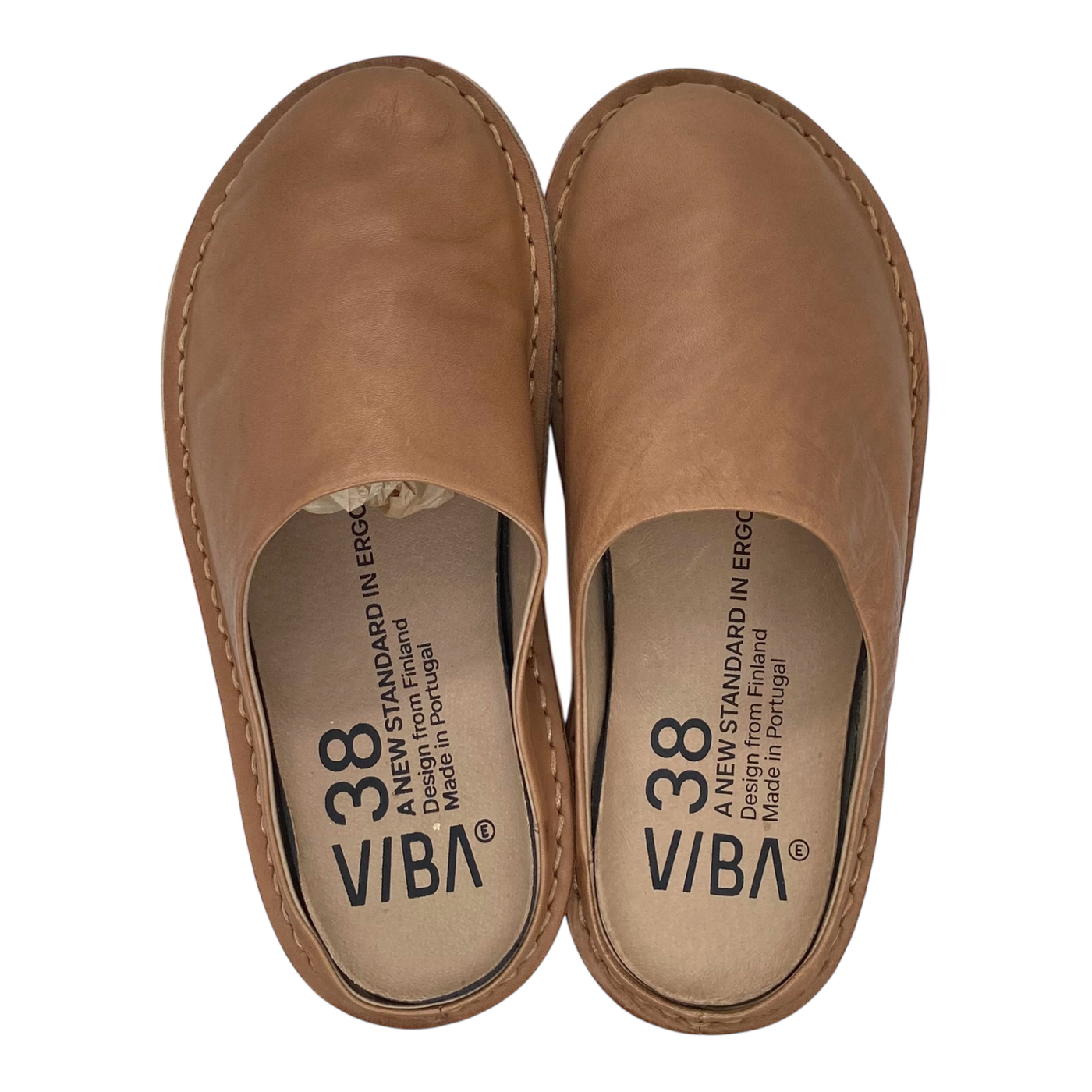 VIBAe Roma leather slippers, fawn tan | 38