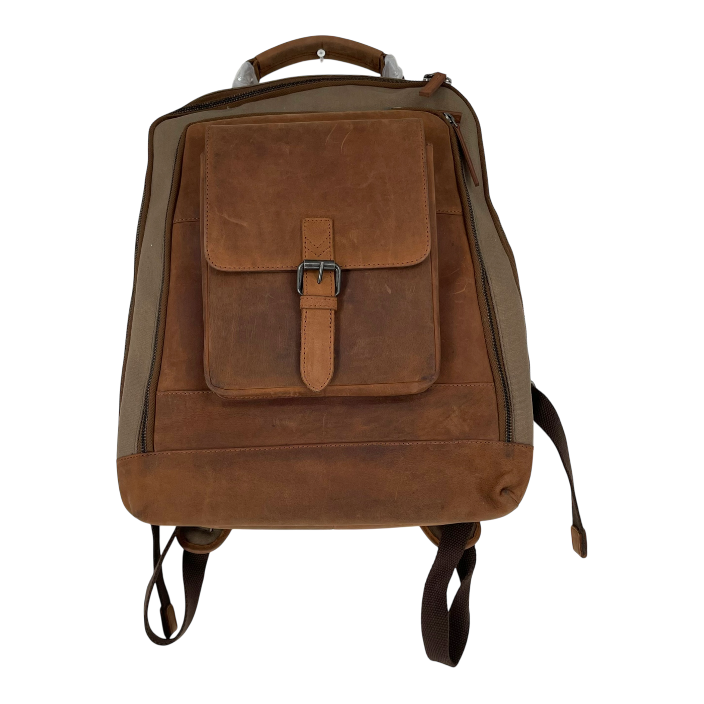 Holzrichter canvas backpack, moss green/caramel