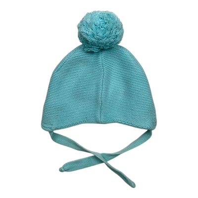 Metsola knit cotton beanie, turquoise | 6-12m
