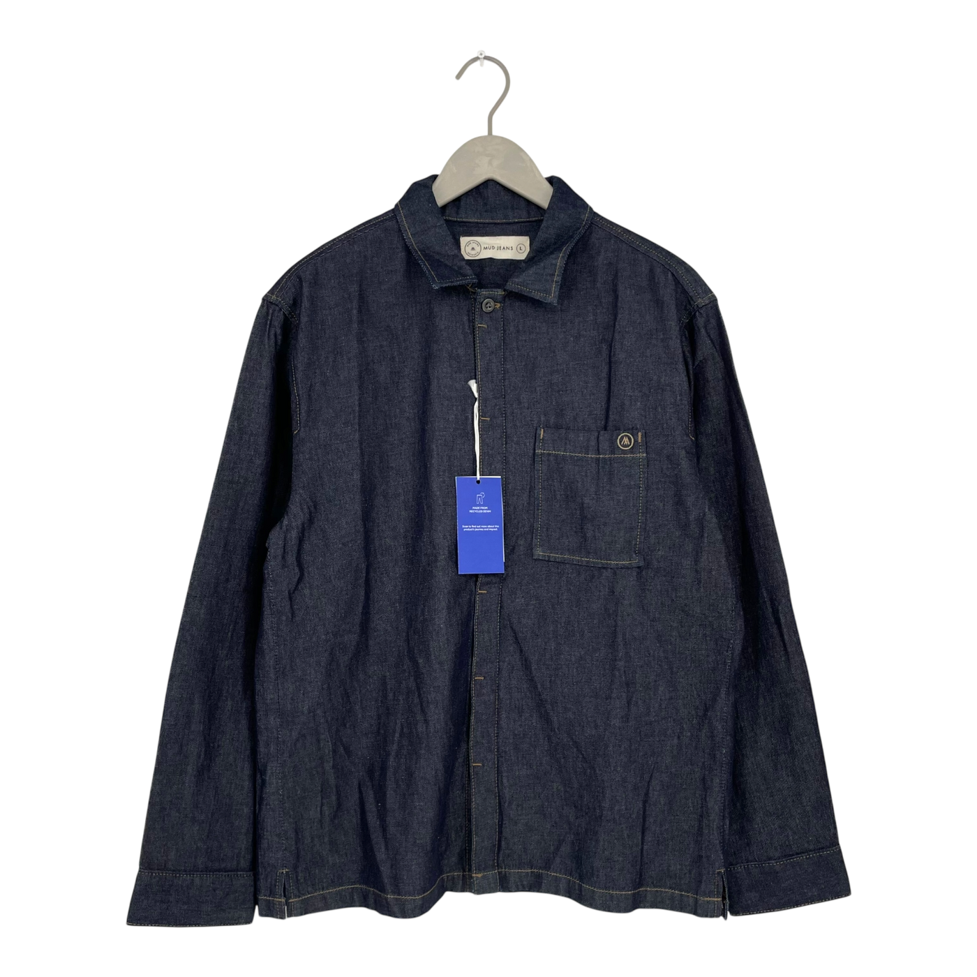 Mud Jeans liam denim shirt, dark denim | woman L