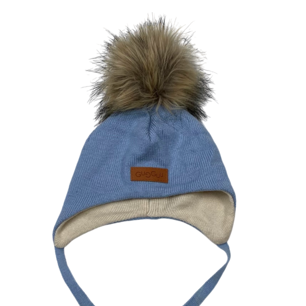 Gugguu merino furry beanie, sky blue | 35/36cm