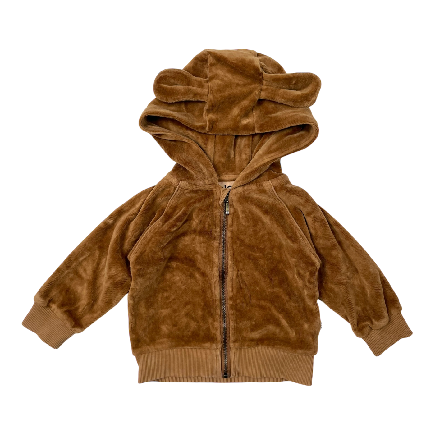 Molo velour zipper hoodie, brown | 68cm