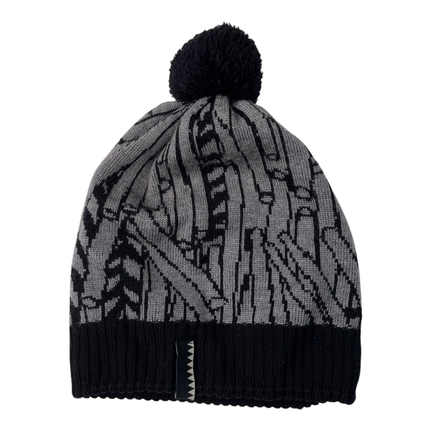 Papu merino wool pom beanie, black & grey | woman L/XL