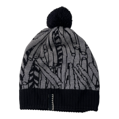 Papu merino wool pom beanie, black & grey | woman L/XL