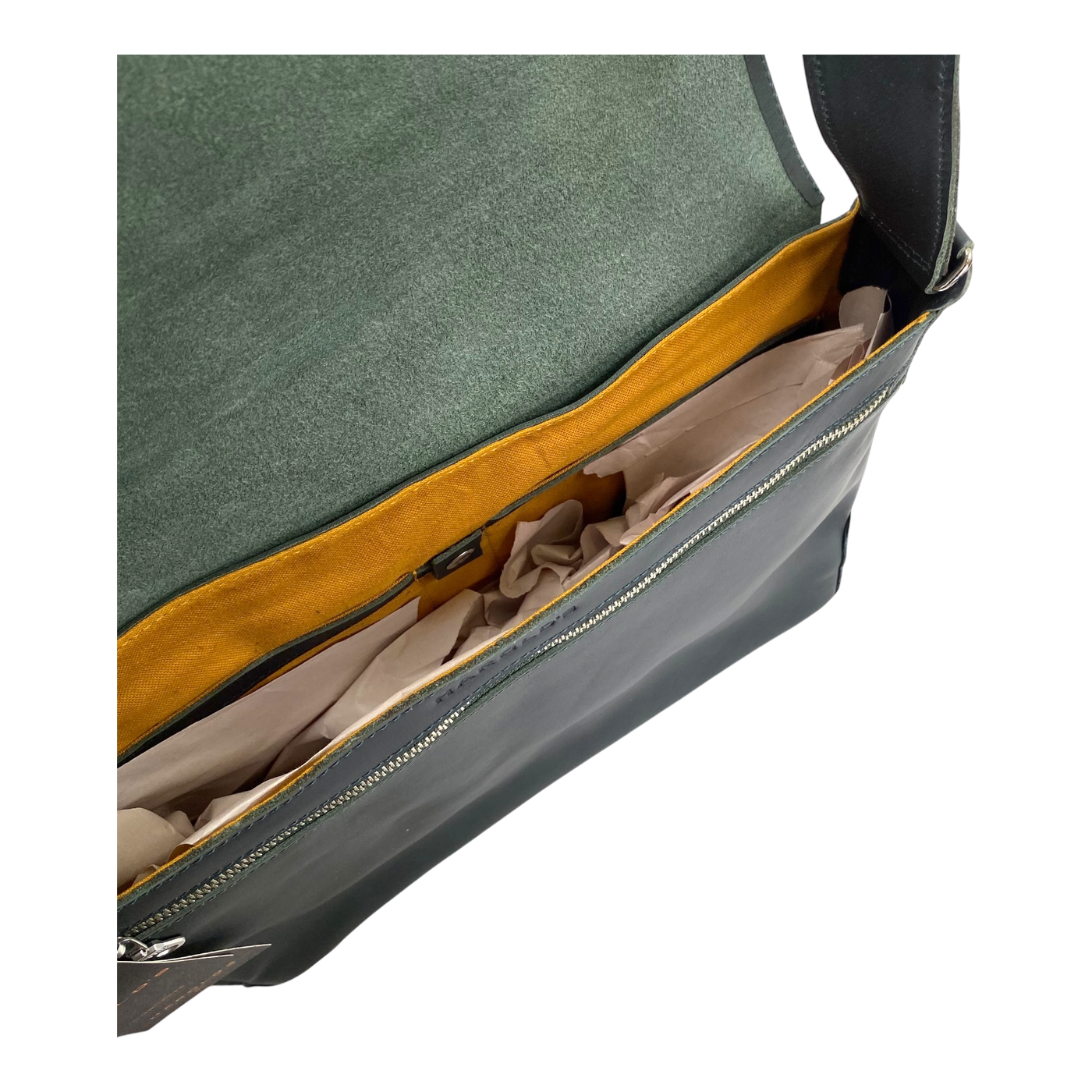 Harold's Bags leather messenger bag large, dark green