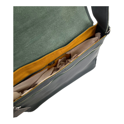 Harold's Bags leather messenger bag large, dark green