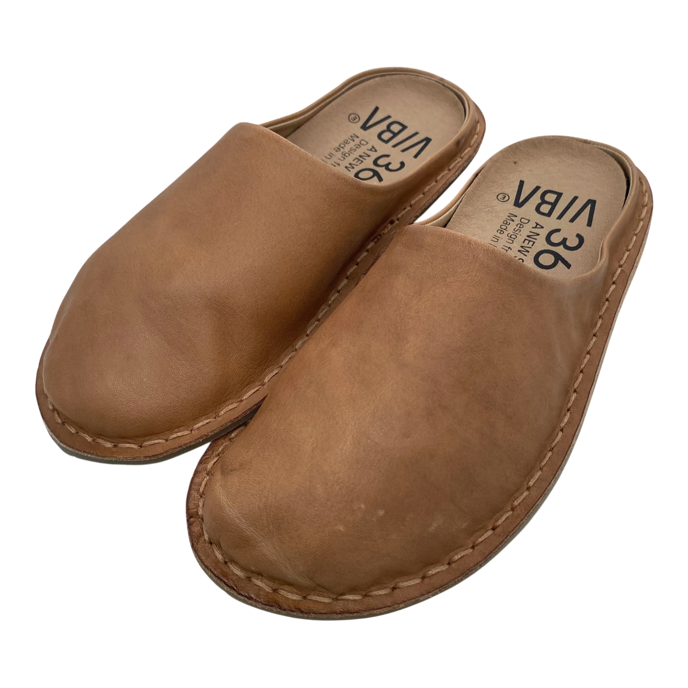 VIBAe Roma leather slippers, fawn tan | 36