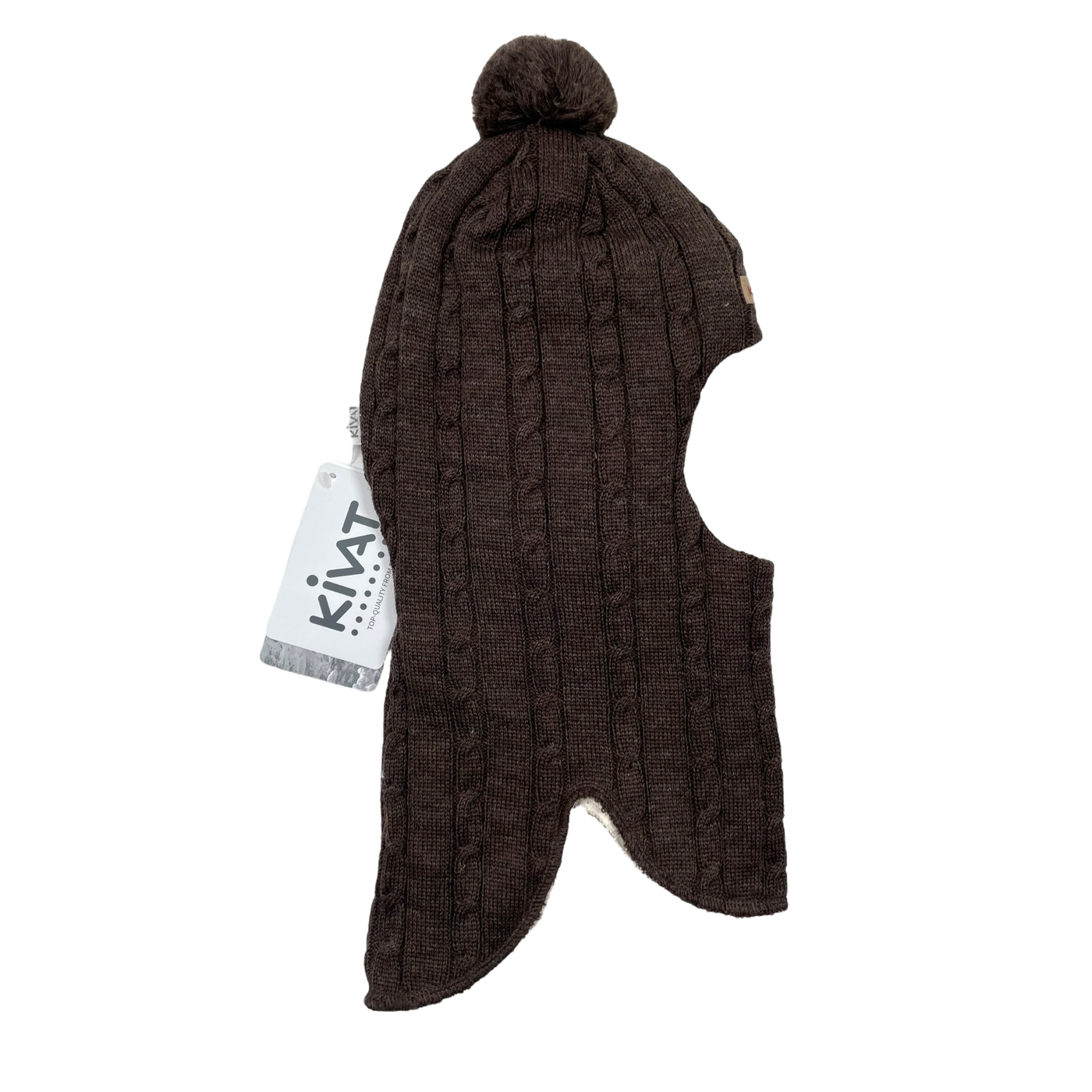 Kivat wool bobble balaclava, dark brown | 2-4y