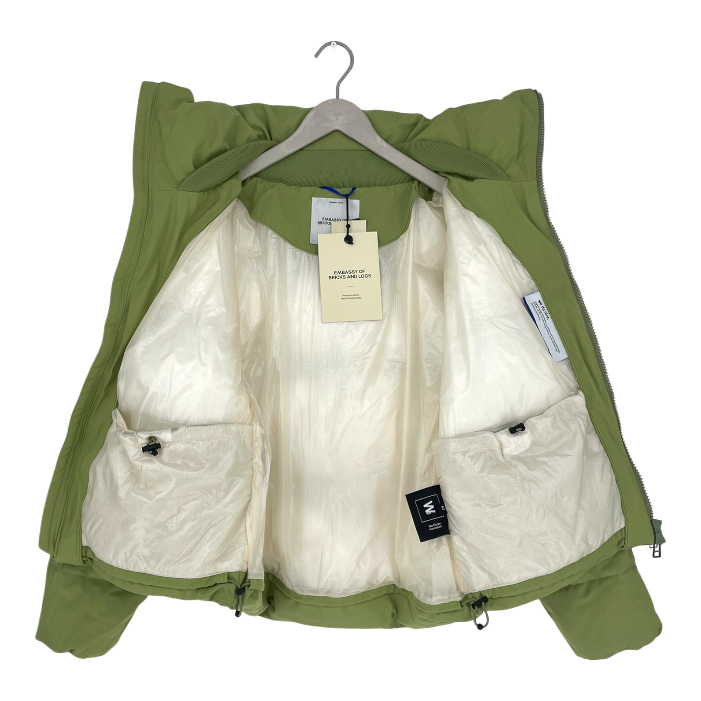 Embassy of Bricks and Logs lyon puffer jacket, moss green | unisex S