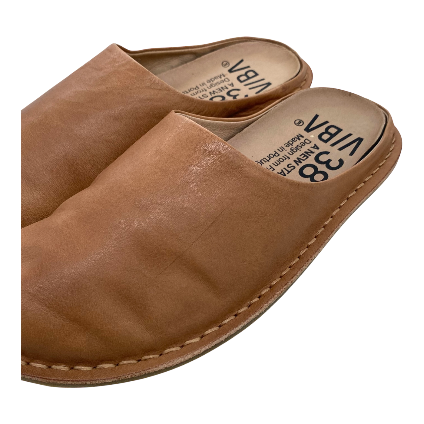 VIBAe Roma leather slippers, fawn tan | 38