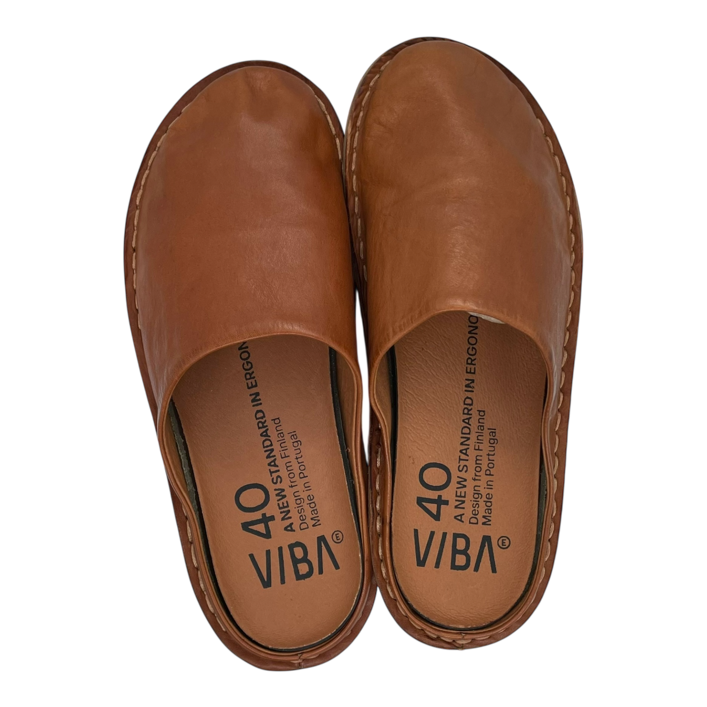 VIBAe Roma leather slippers, cognac brown | 40
