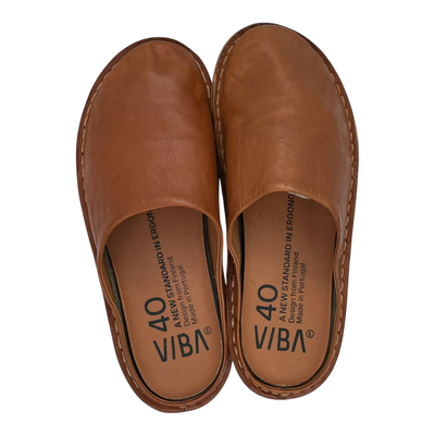 VIBAe Roma leather slippers, cognac brown | 40