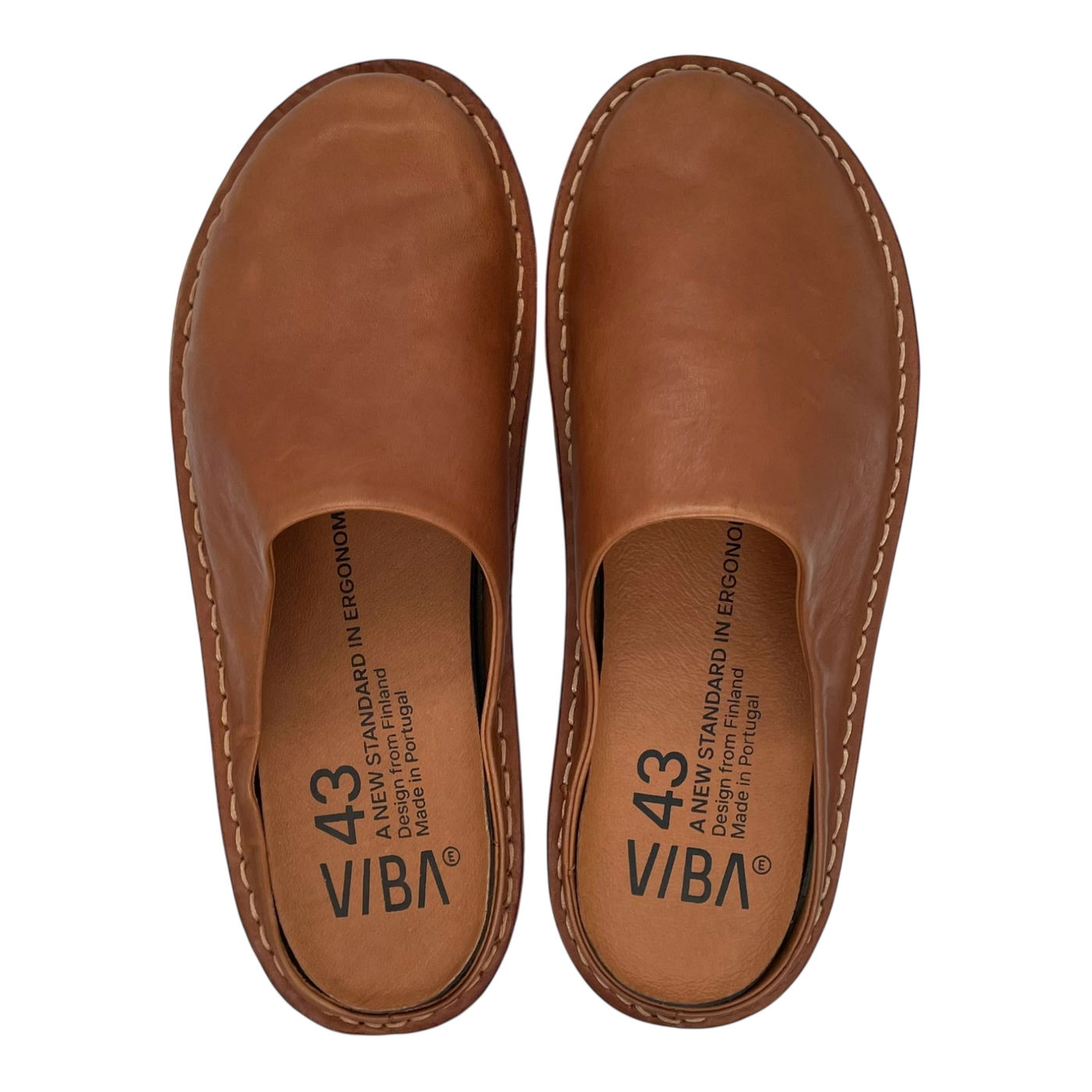 VIBAe Roma leather slippers, cognac brown | 43