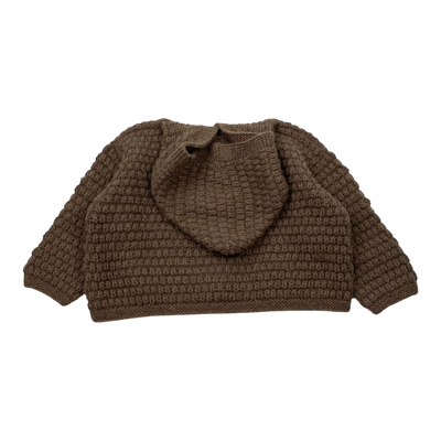 The Simple folk knitted alpaca cardigan, dark brown | 1-2y