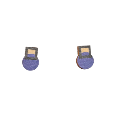 Yo Zen sweet earrings, blue/wooden