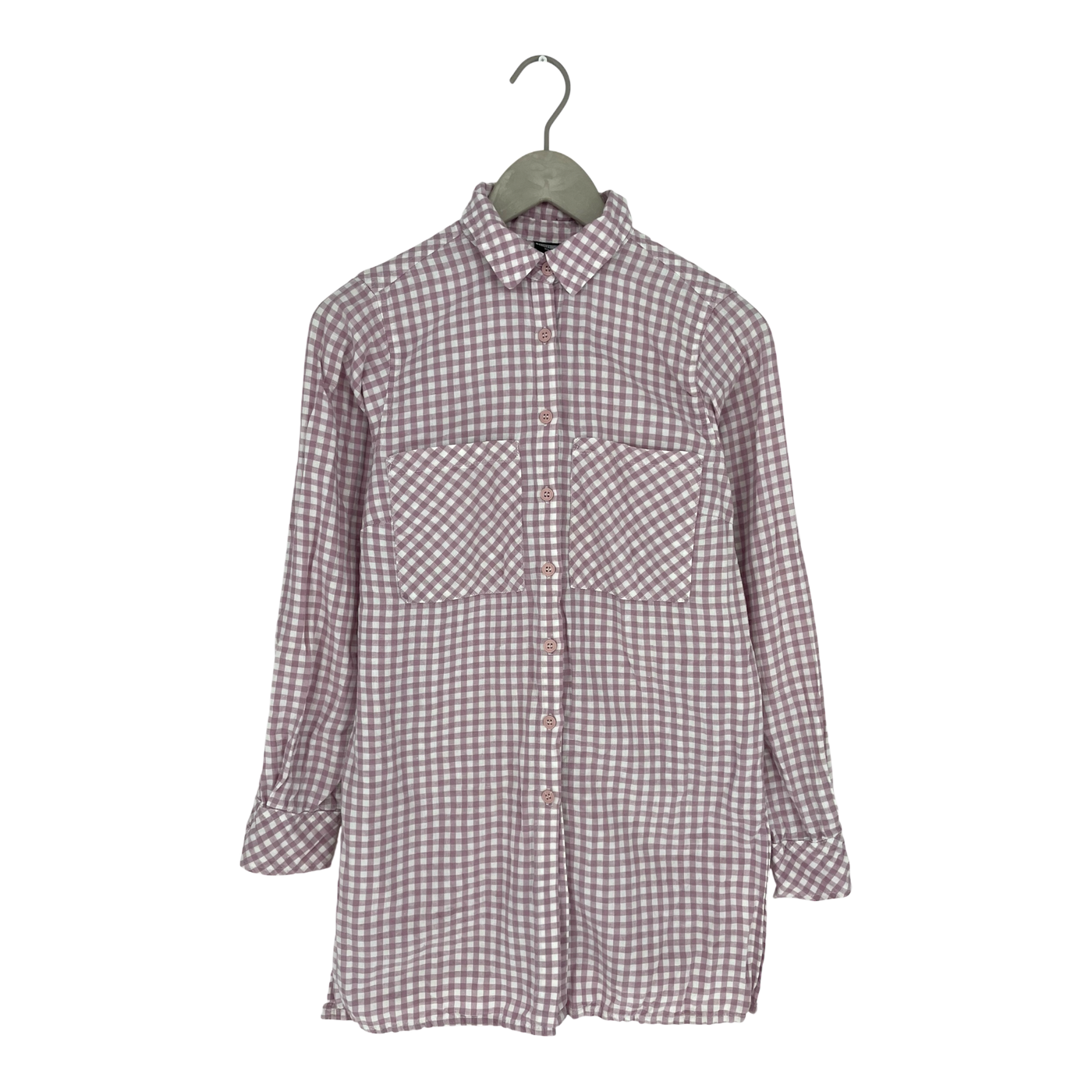 R-Collection long collar shirt, mauve/white | woman XS