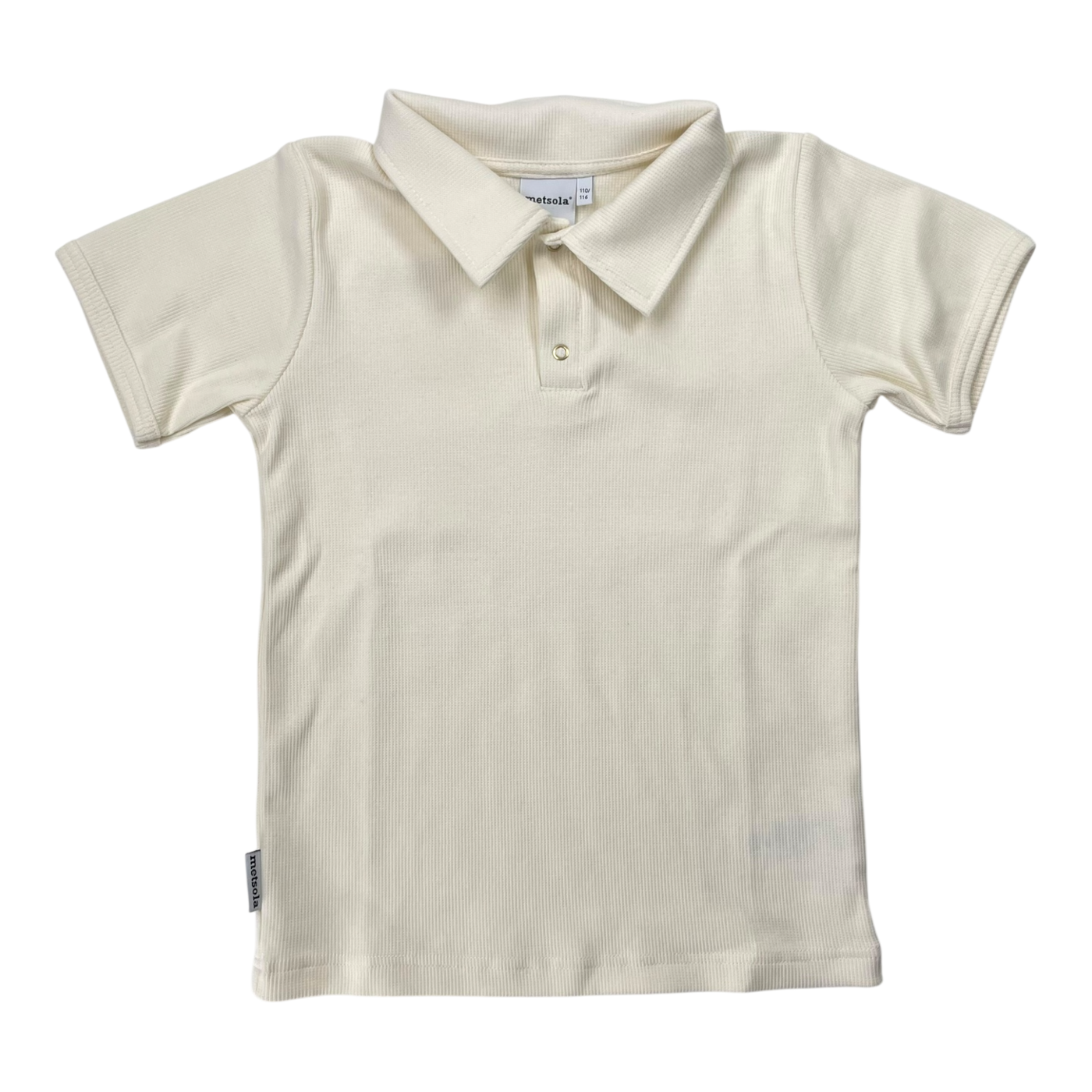 Metsola rib collar t-shirt, cream | 110/116cm