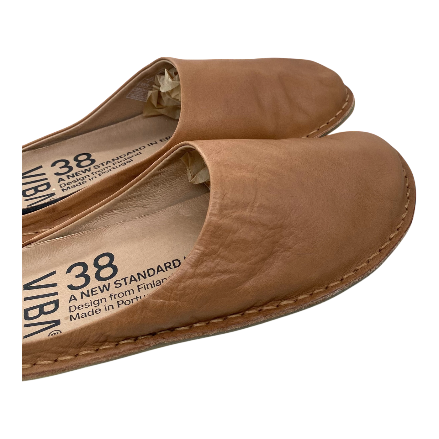 VIBAe Roma leather slippers, fawn tan | 38