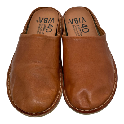 VIBAe Roma leather slippers, cognac brown | 40