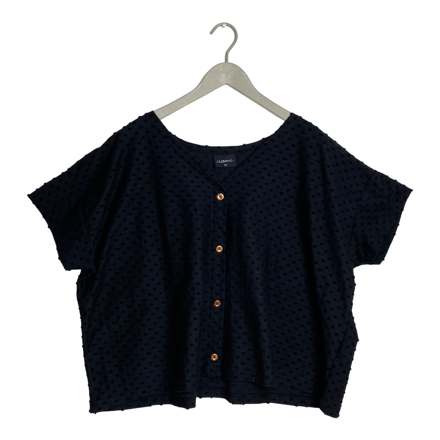 Aarre button t-shirt, black | woman 3XL