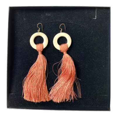 Kaiko tassel earrings, salmon pink