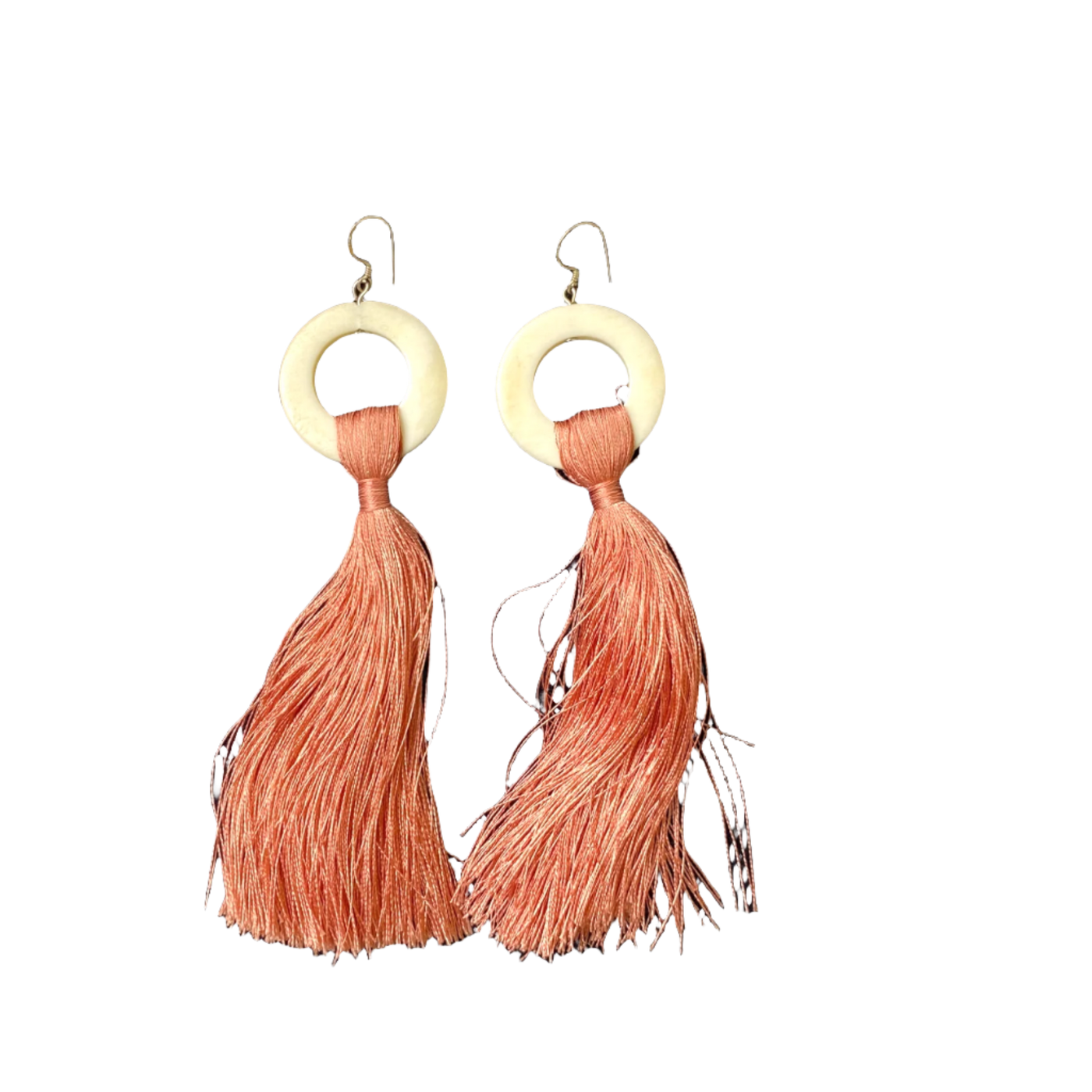 Kaiko tassel earrings, salmon pink