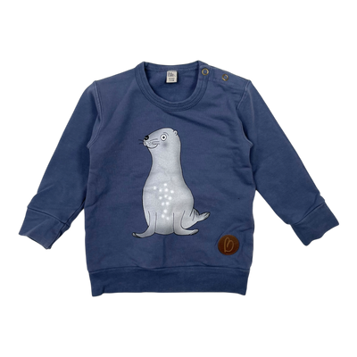 Blaa sweatshirt, seal | 62/68cm