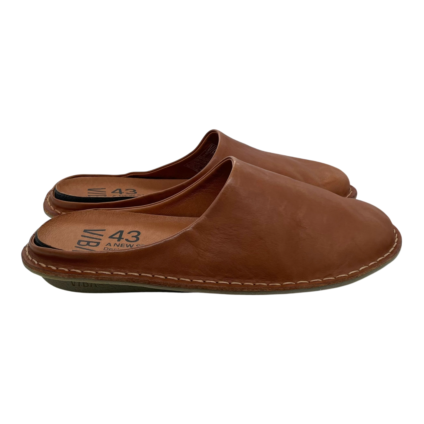 VIBAe Roma leather slippers, cognac brown | 43