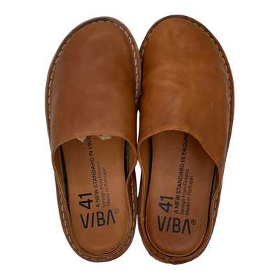 VIBAe Roma leather slippers, cognac brown | 41