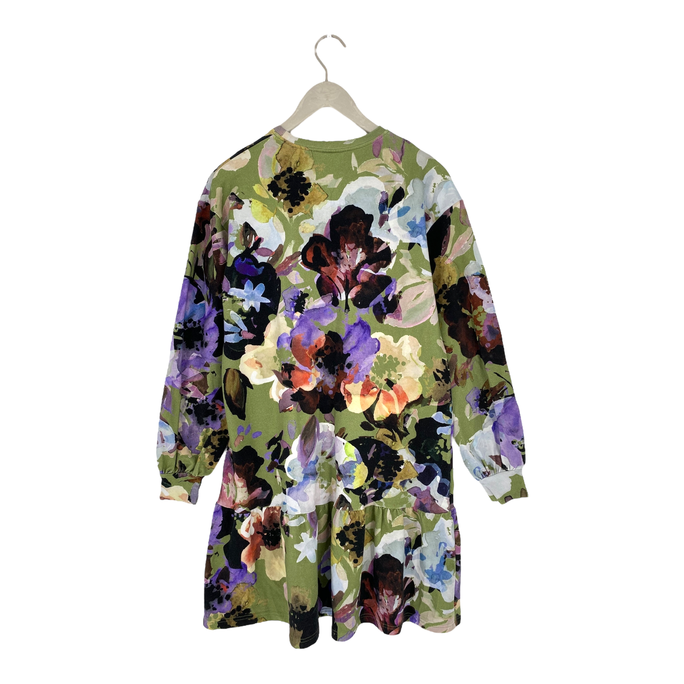 Kaiko ruffle sweat dress, olive anemone | woman XXS