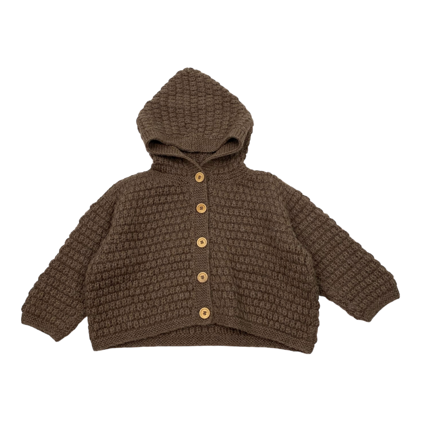 The Simple folk knitted alpaca cardigan, dark brown | 1-2y