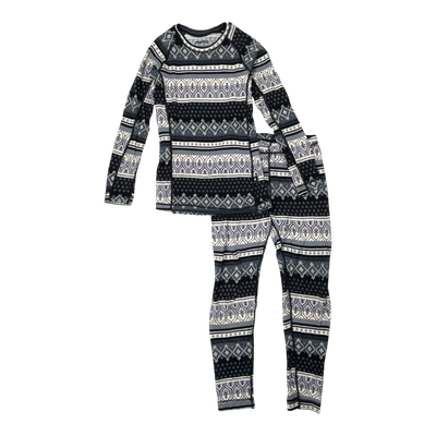 Reima taitoa wool baselayer set, black/white | 130cm