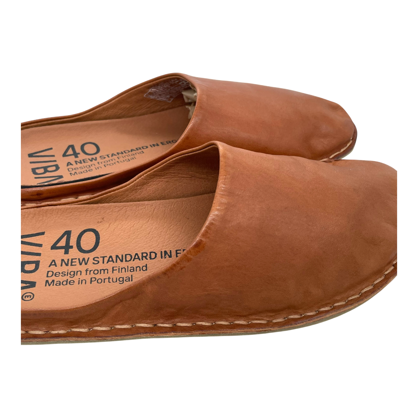 VIBAe Roma leather slippers, cognac brown | 40