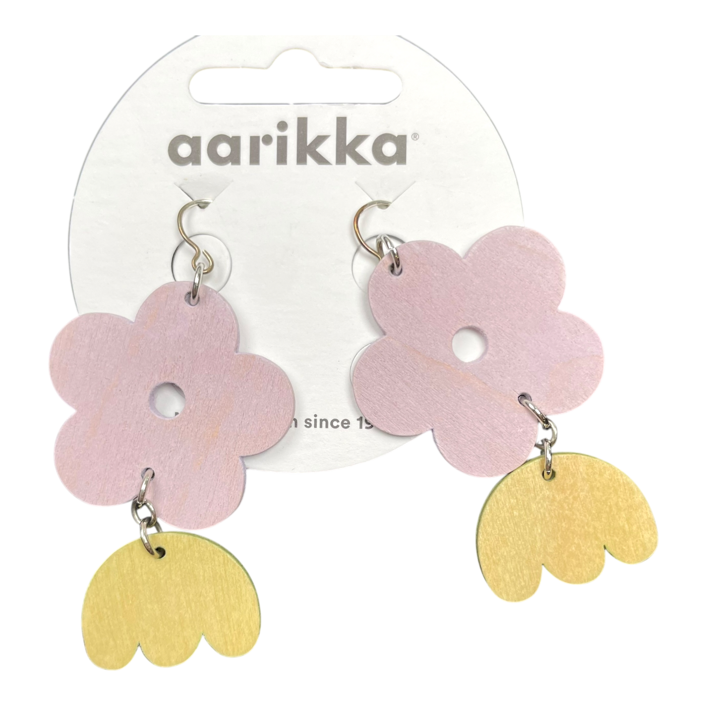 Aarikka kirjolemmikki earrings, pink/yellow