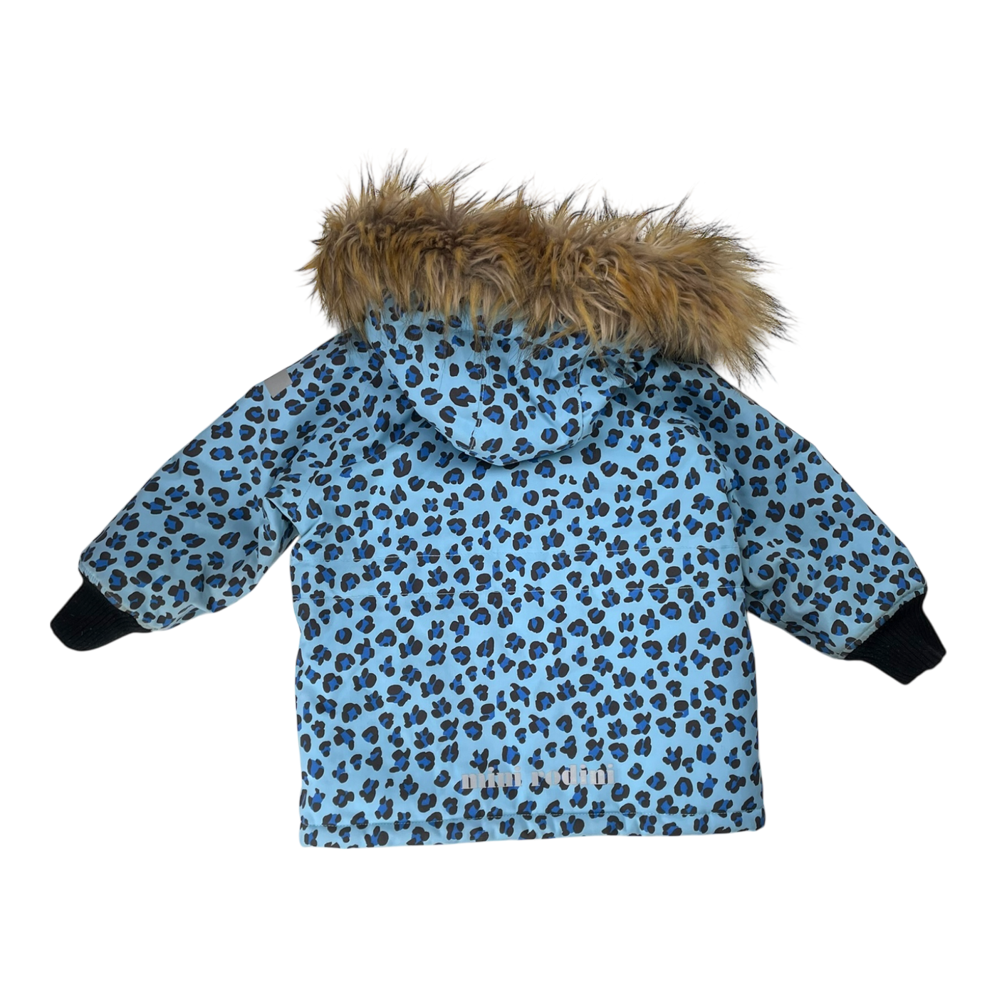 Mini Rodini winter parka, blue leopard | size 80/86cm
