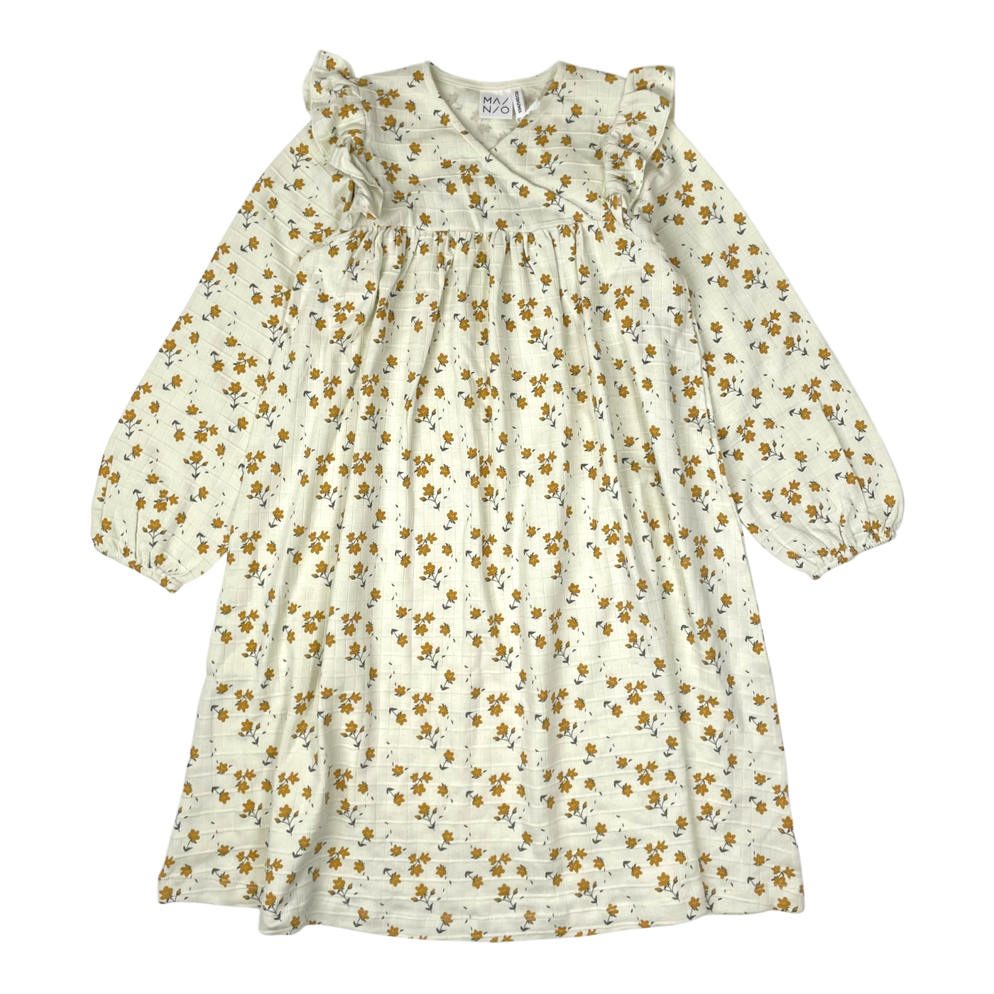 Mainio button dress, flower | 134/140cm