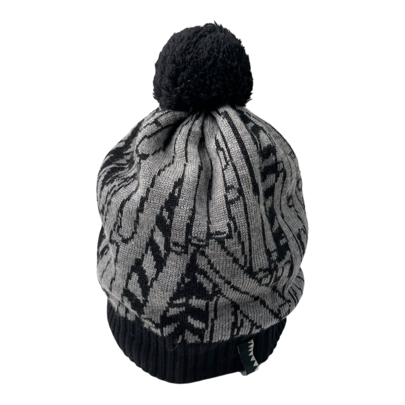 Papu merino wool pom beanie, black & grey | woman L/XL