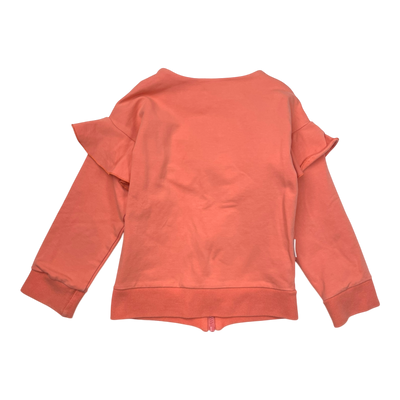 Gugguu frill zipper sweatshirt, coral | 116cm