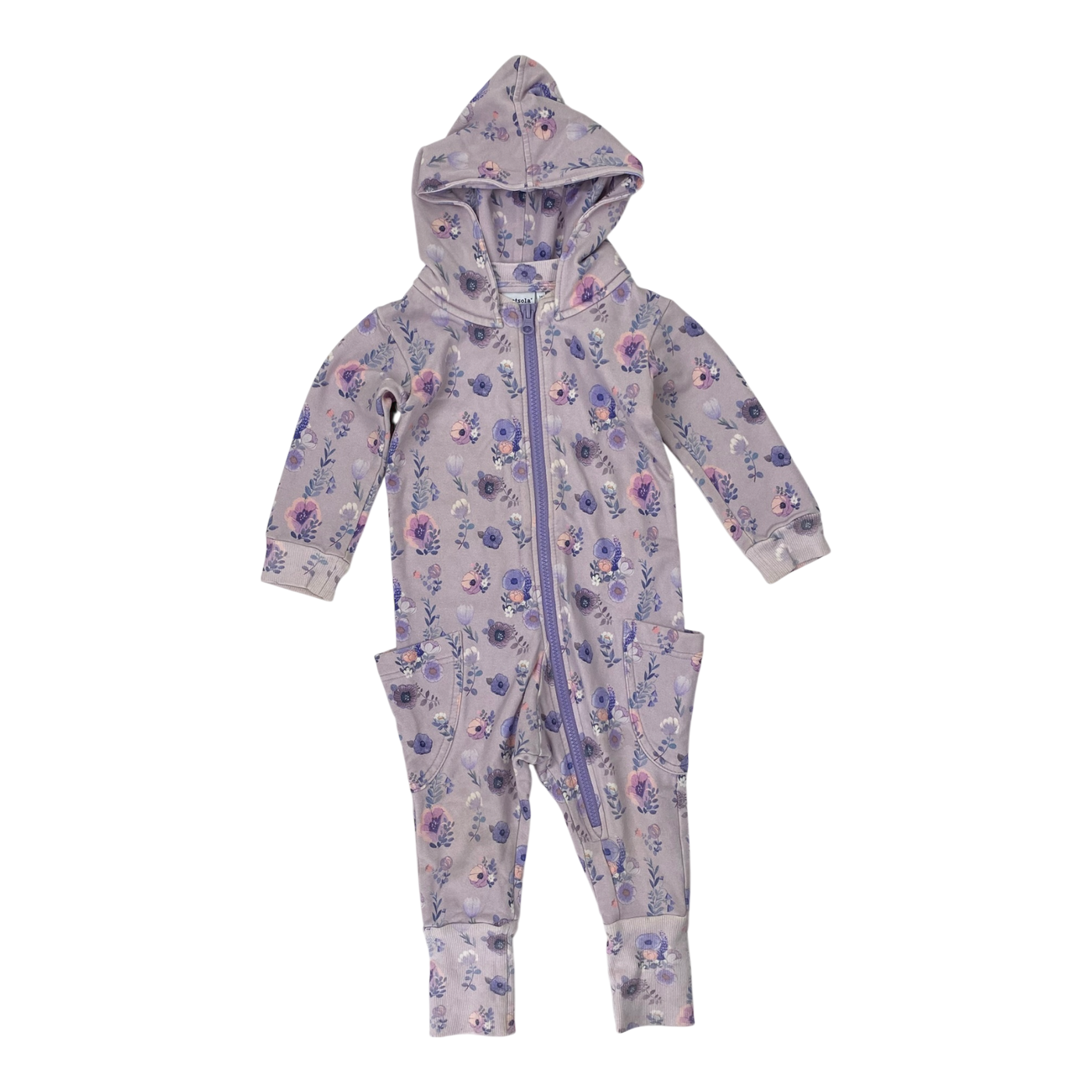 Metsola sweat jumpsuit, flowers | 74/80cm