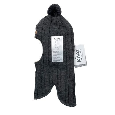 Kivat wool bobble balaclava, dark grey | 2-4y
