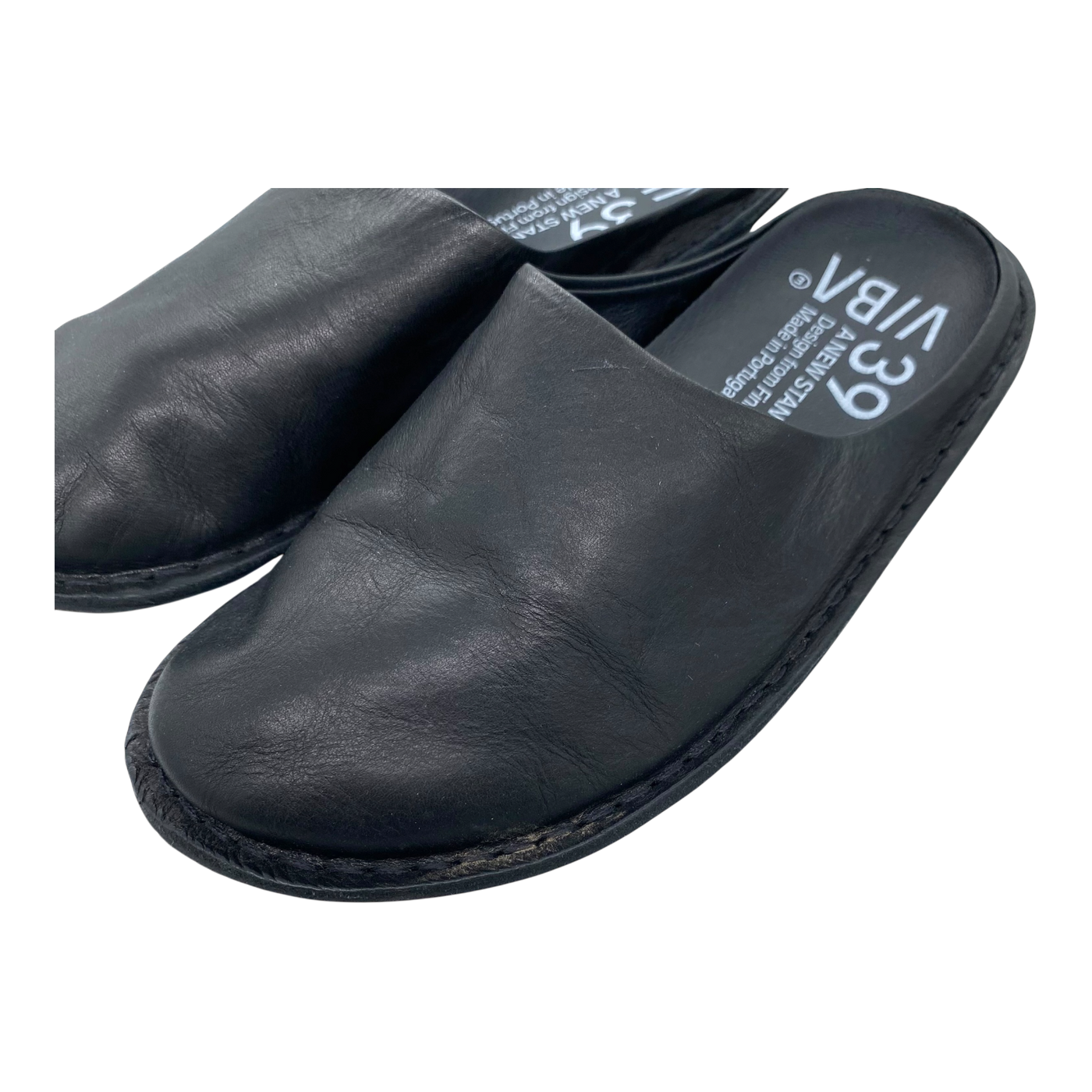 VIBAe Roma leather slippers, preto black | 39