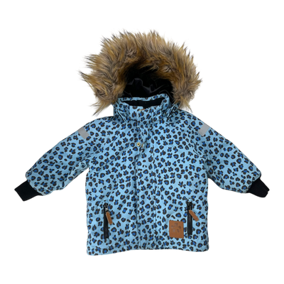 Mini Rodini winter parka, blue leopard | size 80/86cm