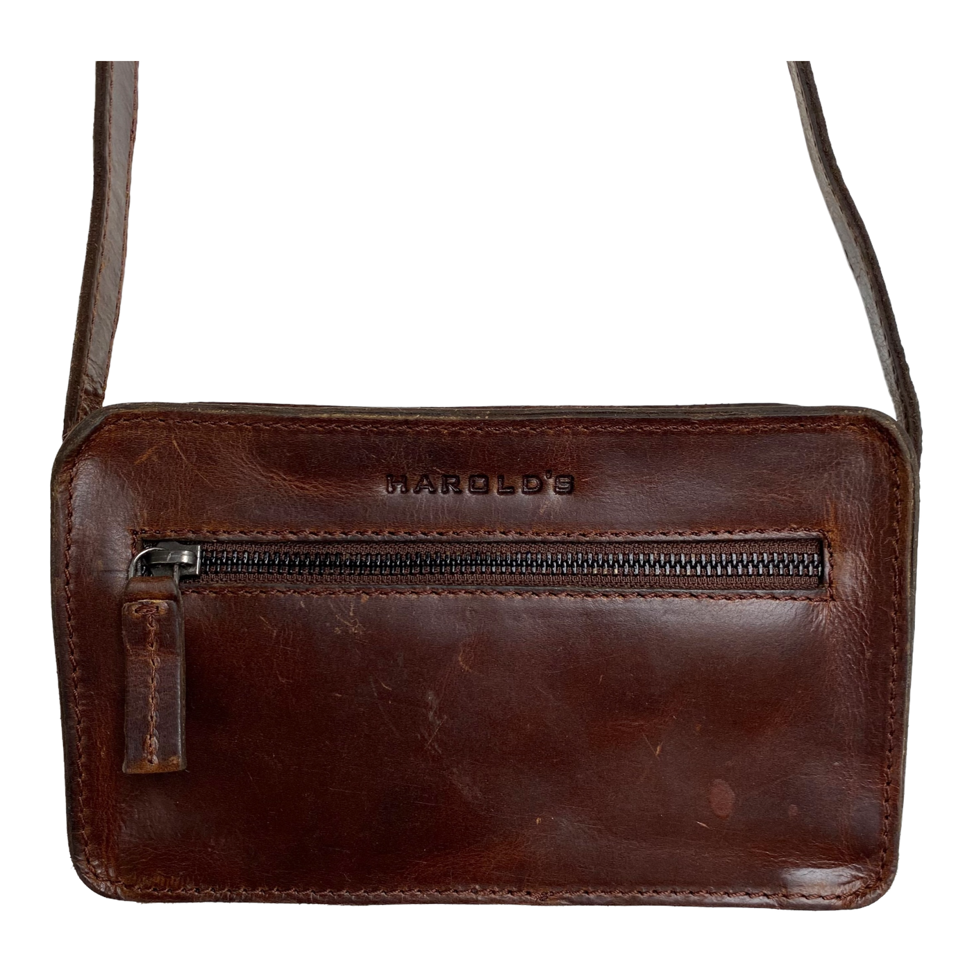 Harold's Bags leather aberdeen zipperbag, brown