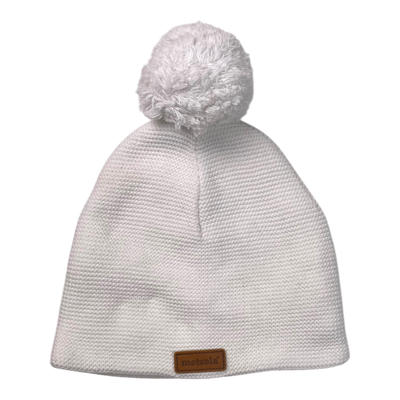 Metsola knitted cotton beanie with pom, white | 3-5y