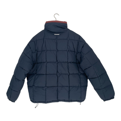 Embassy of Bricks and Logs quilted puffer jacket, dark navy | unisex L