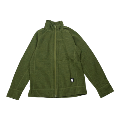 Reima mahti wool zip sweater, forest green | 134cm
