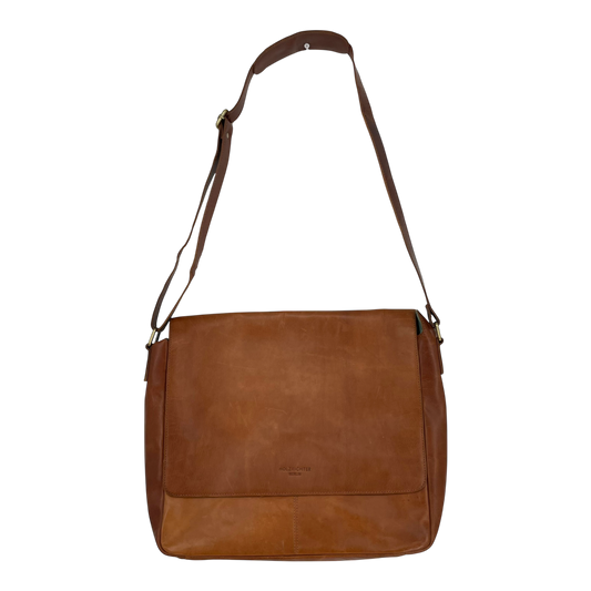 Holzrichter leather messenger bag, caramel