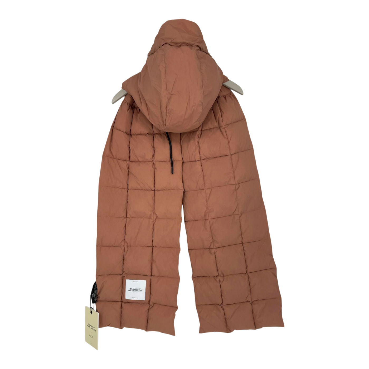 Embassy of Bricks and Logs dublin puffer scarf, salmon red